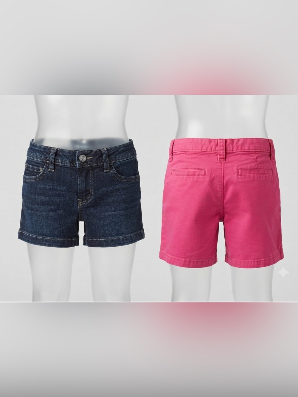 Shorts Girls Faded Glory Shorts Bundle Size 7 - Denim & Hot Pink Chino (2 Pack)